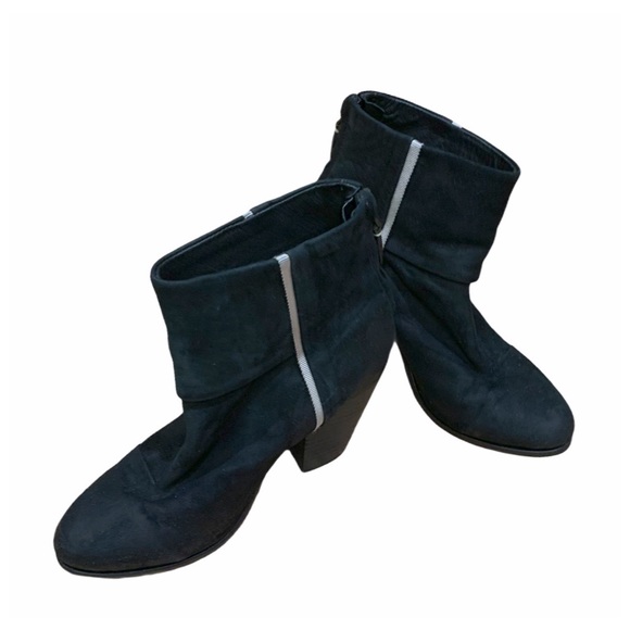 Rag & Bone Boots Suede Leather Block Heels Black Ankle Boots Size 7 - Picture 4 of 9